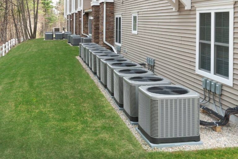line up of heat pump systems
